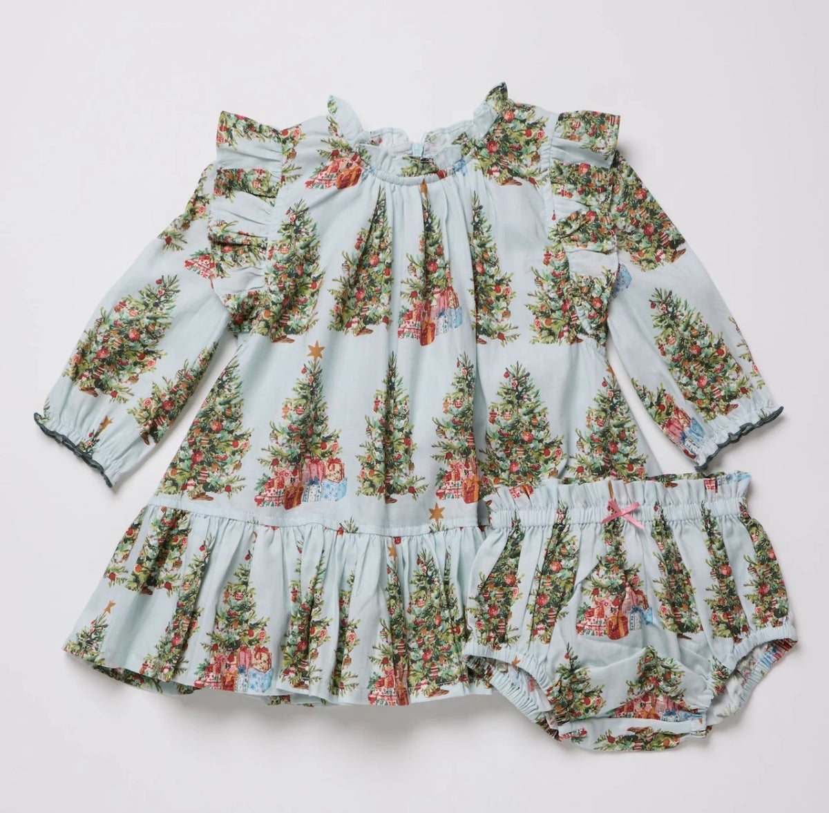 Pink Chicken - Baby Girls Harper Dress Set - Trees and Presents