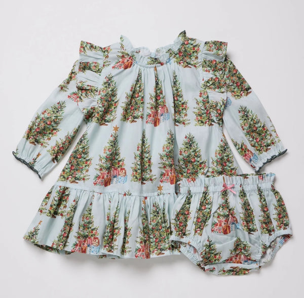 Pink Chicken - Baby Girls Harper Dress Set - Trees and Presents