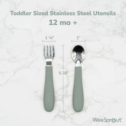 WeeSprout - Stainless Steel Toddler Fork & Spoon Set – 2 Piece