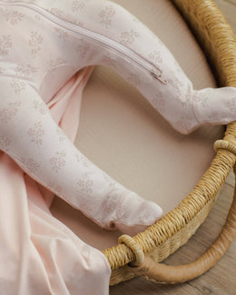 Quincy Mae - Modal Zip Footie Pink Blossom