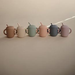Mushie - Silicone Training Cup + Straw