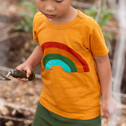 Little Green Radicals - Short Sleeve Popper T Shirt - Golden Rainbow