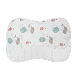 Ali+Oli - Bamboo Muslin Burp Cloth Set 2-Pack (Whale/White)