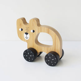 Wee Gallery - Bear Push Toy - Wooden Roll Along Toy for Baby & Toddler