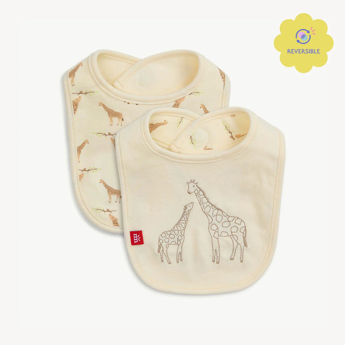 Magnetic Me - Reversible Bib -Cream Jolie Giraffe