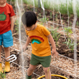 Little Green Radicals - Short Sleeve Popper T Shirt - Golden Rainbow