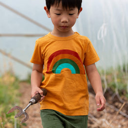 Little Green Radicals - Short Sleeve Popper T Shirt - Golden Rainbow