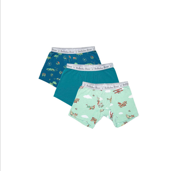 Bellabu Bear - Boy's Boxer Brief Oasis Teal Bamboo Underwear Spring 3-Pack