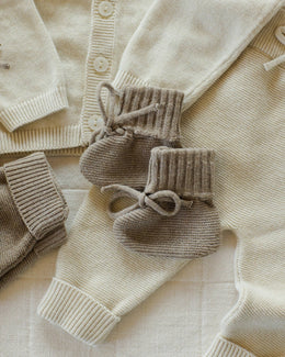 Quincy Mae - Knit Booties Heathered Mocha