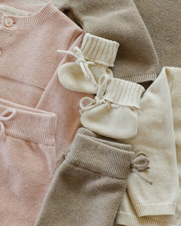Quincy Mae - Knit Booties Heathered Natural