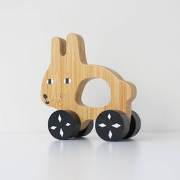 Wee Gallery - Bunny Push Toy - Wooden Roll Along Toy for Baby & Toddler