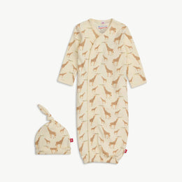 Magnetic Me - Timeless Cozy Sleeper Gown & Hat Set - Cream Jolie Giraffe