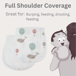 Ali+Oli - Bamboo Muslin Burp Cloth Set 2-Pack (Whale/White)