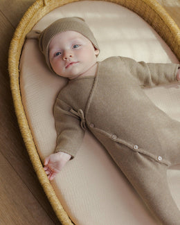 Quincy Mae - Wrap Knit Footie Heathered Mocha