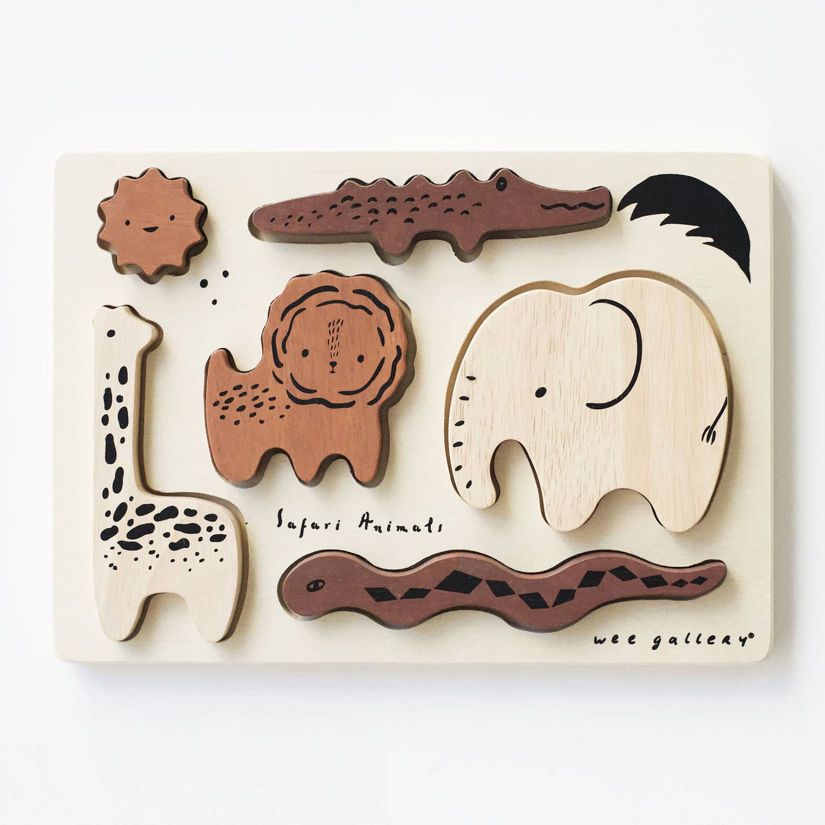 Wee Gallery - Wooden Tray Puzzle - Safari Animals