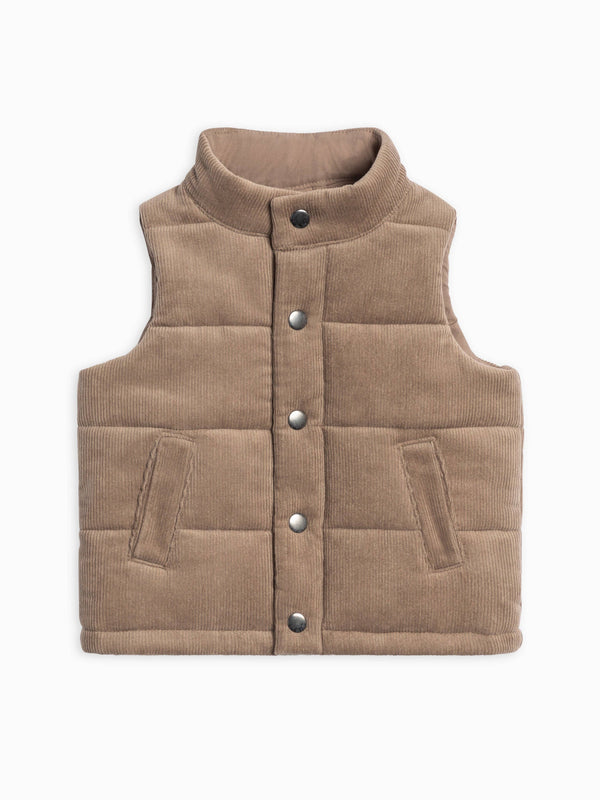 Colored Organics - Idris Corduroy Snap Vest - Taupe