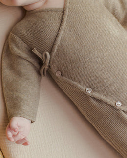 Quincy Mae - Wrap Knit Footie Heathered Mocha
