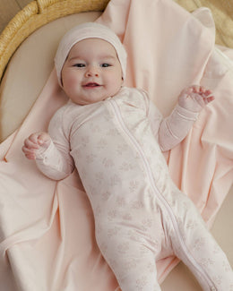 Quincy Mae - Modal Zip Footie Pink Blossom