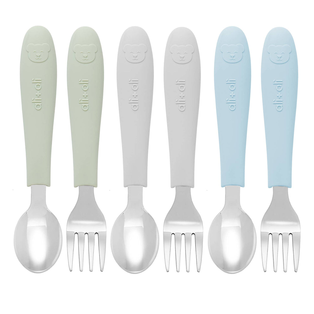Ali+Oli - Ali+Oli (6pc) Toddler Utensils Set - Stainless Steel (Bears)