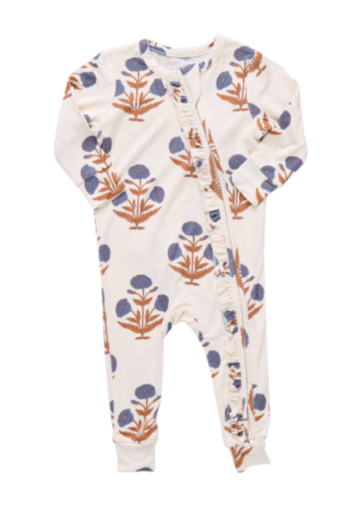 Pink Chicken - Baby Girls Ruffle Bamboo Romper - Dandelion