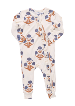 Pink Chicken - Baby Girls Ruffle Bamboo Romper - Dandelion