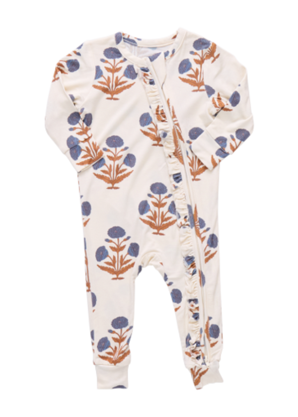 Pink Chicken - Baby Girls Ruffle Bamboo Romper - Dandelion
