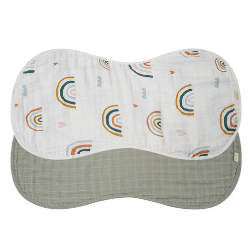 Ali+Oli - Bamboo Muslin Burp Cloth Set 2-Pack (Rainbow/Apple)