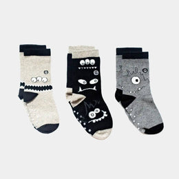 Q for Quinn - Mixed Patterns Kids Socks (3-pack) - 98% Organic Cotton