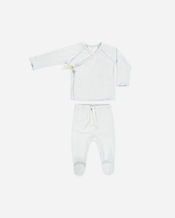 Quincy Mae - Wrap Top + Footed Pant Set Fog