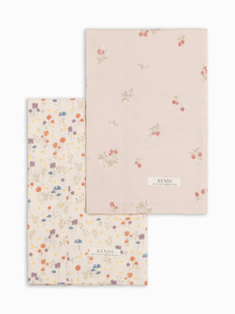 Colored Organics - 2-Pack Burp Cloths - Margot Floral + Raspberries