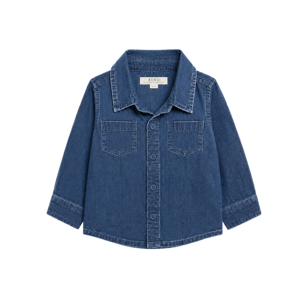 Colored Organics - Hayes Chambray Long Sleeve Collared Shirt - AW26 Chambray