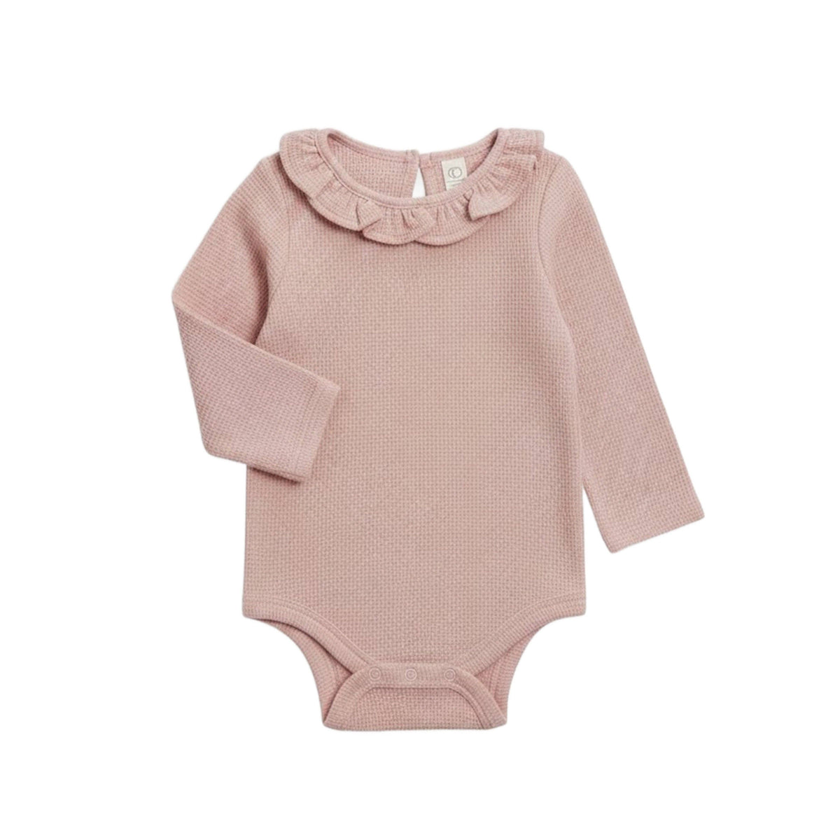 Colored Organics - Mae Waffle Knit Ruffle Bodysuit - Petal Pink
