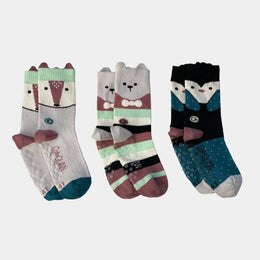 Q for Quinn - Mixed Patterns Kids Socks (3-pack) - 98% Organic Cotton