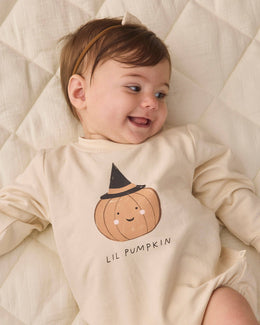 Quincy Mae - Crewneck Bubble Romper Lil Pumpkin