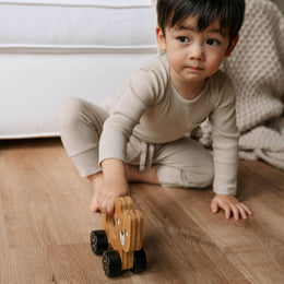 Wee Gallery - Bear Push Toy - Wooden Roll Along Toy for Baby & Toddler