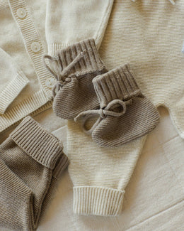 Quincy Mae - Knit Booties Heathered Mocha