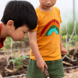 Little Green Radicals - Short Sleeve Popper T Shirt - Golden Rainbow
