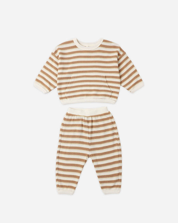 Quincy Mae - Waffle Slouch Set Spice Stripe