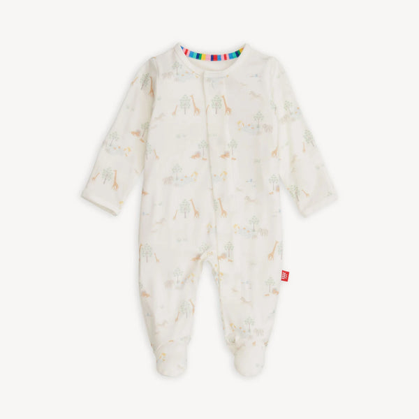 Magnetic Me- Timeless Parent Favorite Footie - White Serene Safari