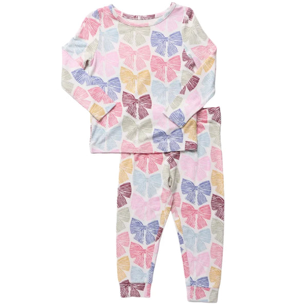 Pink Chicken - Kids Bamboo PJ Set - Bright Multi Bows
