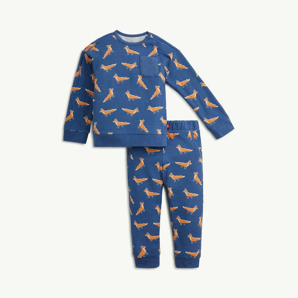 Magnetic Me - Waffle Top & Jogger Set - Navy & Foxes