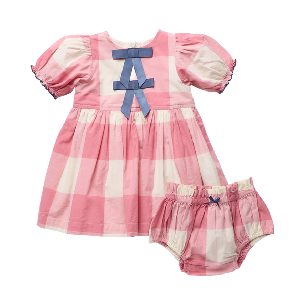 Pink Chicken - Baby Hermione Dress Set - Pink Checks