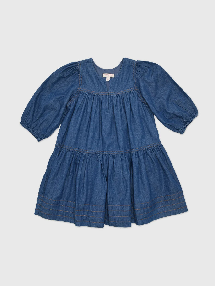 Pink Chicken - Girls Sawyer Dress - Chambray