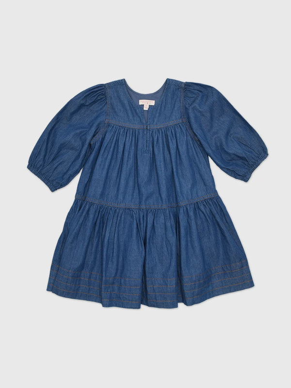 Pink Chicken - Girls Sawyer Dress - Chambray
