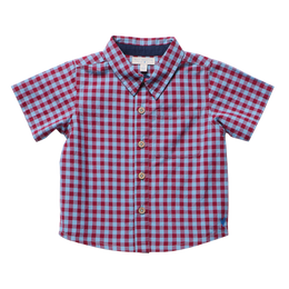 Pink Chicken - Boys Jack Shirt - Red Light Blue Check