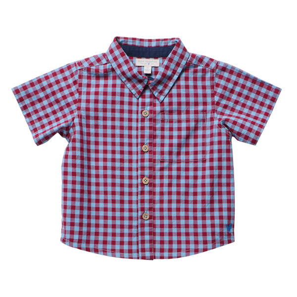 Pink Chicken - Boys Jack Shirt - Red Light Blue Check