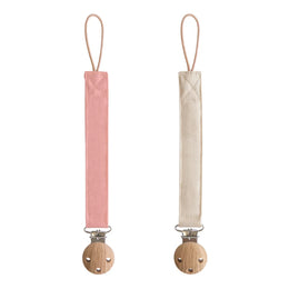 Mushie - Linen Pacifier Clip 2-Pack