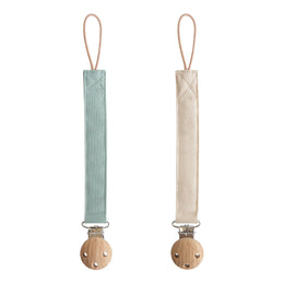 Mushie - Linen Pacifier Clip 2-Pack