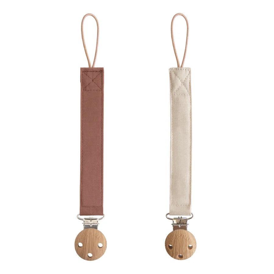 Mushie - Linen Pacifier Clip 2-Pack