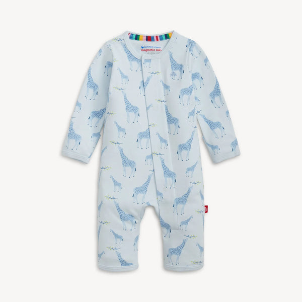 Magnetic Me -   Organic Cotton Coverall - Blue Jolie Giraffe